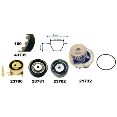 Imagem de MAPCO 41735/1 Bomba de Água + Kit Correia Distribuição 20mm OPEL: Vectra B Carrinha