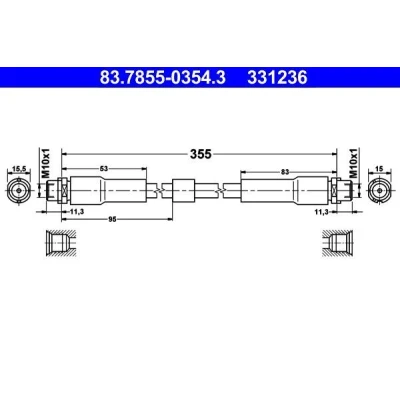 Imagem de ATE 83.7855 0354.3 Mangueira de Travão 355 M10x1 AUDI: A8 D3