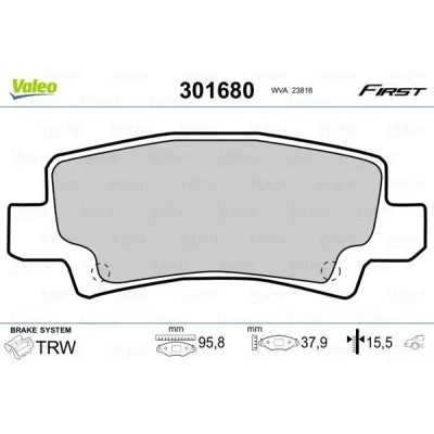 Imagem de VALEO 301680 Jogo de pastilhas para travão disco FIRST Eixo traseiro excl. contacto aviso desgaste sem chapa anti ruído