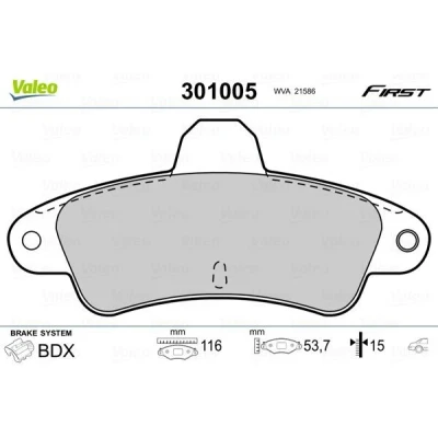 Imagem de VALEO 301005 Jogo de pastilhas para travão disco FIRST Eixo traseiro excl. contacto aviso desgaste sem chapa anti ruído FORD: MONDEO 1