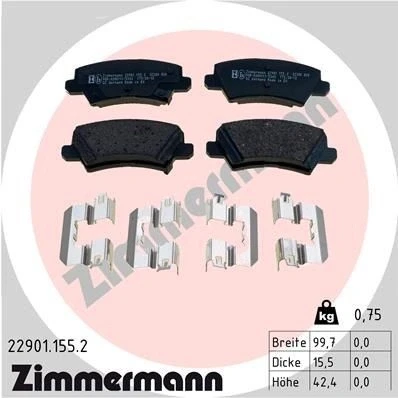 Imagem de ZIMMERMANN 22901.155.2 Jogo de pastilhas para travão disco KIA: Picanto III, II