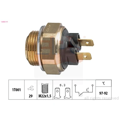 Imagem de EPS 1.850.111 Interruptor de temperatura, ventilador do radiador M22x1,5 Made in Italy OE Equivalent CITROËN: AX Hatchback, PEUGEOT: 309 I Hatchback