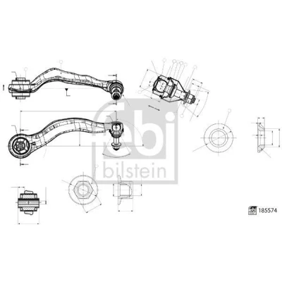 Imagem de FEBI BILSTEIN 185574 Braço de suspensão com chumaceira em baixo, à frente, Eixo dianteiro, lado direito transversal Alumínio 19 BMW: 5 Sedan
