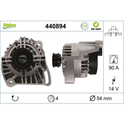 Imagem de VALEO 440894 Alternador 14V 90A FIAT: Punto III Hatchback, Grande Evo ALFA ROMEO: MiTo