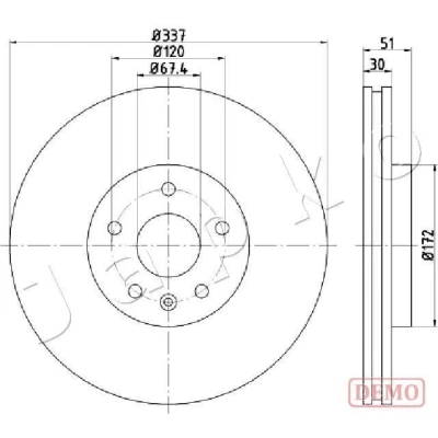 Imagem de JAPKO Disco de travão VOLVO: V60 I, S60 II Eixo traseiro 11mm 5 cheio pintado 610323C 13579153,569081,13576781,30769059,31471746 Discos