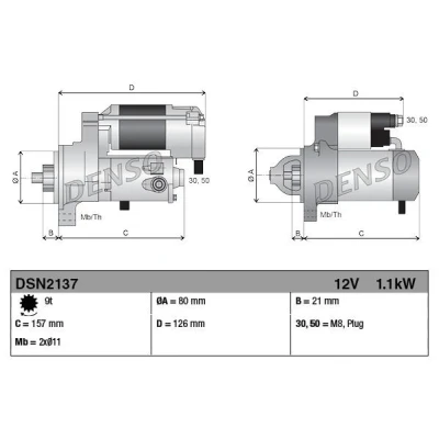 Imagem de DENSO DSN2137 Motor de arranque 12 1,1 9