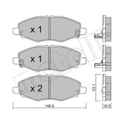 Imagem de METELLI 22 0798 0 Jogo de pastilhas para travão disco com avisador sonoro desgaste TOYOTA: HILUX 3 Pick up