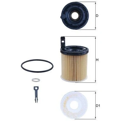 Imagem de MAHLE ORIGINAL OX 1121D Filtro de óleo incl. Kit juntas Cartucho filtrante HYUNDAI: Kauai SUV, Tucson