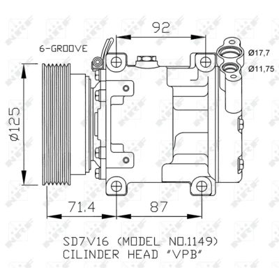 Imagem de NRF 32267 compressor SD7V16 12 PAG 46 com óleo de RENAULT: CLIO 2