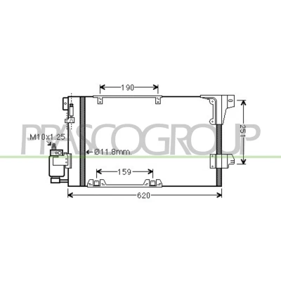 Imagem de PRASCO OP017C002 Condensador com secador 11 8 Alumínio 560 R 134a OPEL: Astra G Caravan, Zafira A, CC