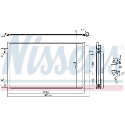 Imagem de NISSENS 941284 Condensador com secador Alumínio 628 R 134a RENAULT: Megane 4, Espace 5, GRAND SCENIC 4