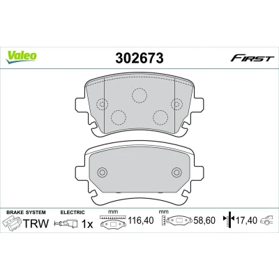 Imagem de VALEO 302673 Jogo de pastilhas para travão disco Eixo traseiro incl. contacto aviso desgaste com chapa anti ruído