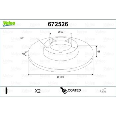 Imagem de VALEO 672526 Disco de travão Eixo traseiro 300 10 5 cheio revestido MERCEDES BENZ: Classe E Sedan, T modell, CLS Coupe