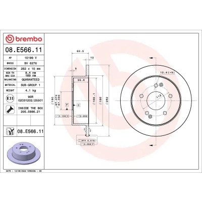 Imagem de BREMBO 08.E566.11 Disco de travão 262 10 5 cheio revestido