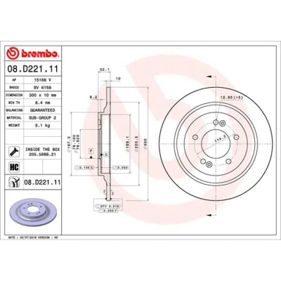 Imagem de BREMBO 08.D221.11 Disco de travão 300 10 5 cheio revestido alto carbono com parafusos