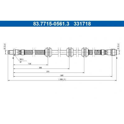 Imagem de ATE 83.7715 0561.3 Mangueira de Travão 560mm M10x1mm