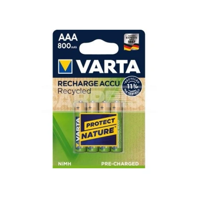 Imagem de Pacote Reciclado Varta 4 Pilhas Recarregáveis 800mAh AAA