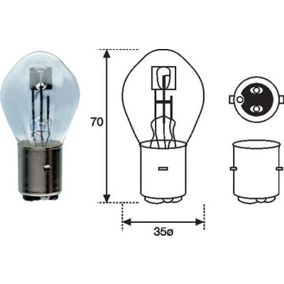 Imagem de MAGNETI MARELLI 002588200000 Lâmpada, farol de longo alcance S2 12V 35/35W BA20d Halogéneo