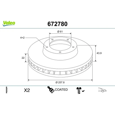 Imagem de VALEO Disco de travão RENAULT: Clio 4, Captur, DACIA: Lodgy, Dokker Express, MERCEDES BENZ: Citan Van 672780 402061200R,402067016R,8660001231