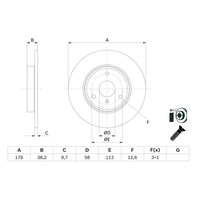 Imagem de BOSCH Disco de travão SMART: Fortwo II Coupe, City Cabrio 280mm 9,7mm 3 112mm cheio revestido alto carbono 0 986 479 E74 4514210112