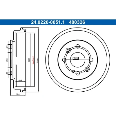 Imagem de ATE 24.0220 0051.1 Tambor de Travão 239,5mm MAZDA: 2 Hatchback