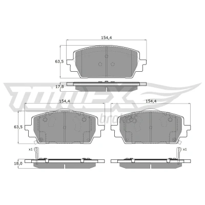 Imagem de TOMEX brakes TX 60 18 Jogo de pastilhas para travão disco Eixo dianteiro com avisador sonoro desgaste HYUNDAI: Santa Fé IV
