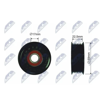 Imagem de NTY RRK MZ 001 Polia de Desvio MERCEDES BENZ: Classe C T modell, E Sedan, S FORD: FIESTA 6, FOCUS 3, VOLVO: V50