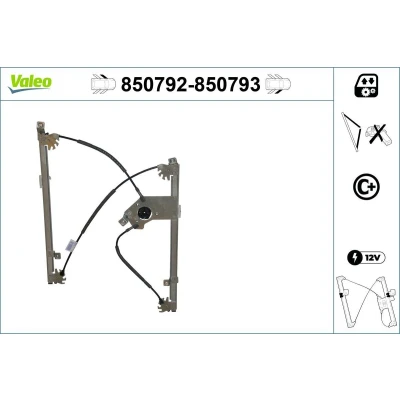 Imagem de Valeo Elevador de vidro à frente, lado esquerdo elétrico sem motor com função conforto 850792 RENAULT: CLIO 3