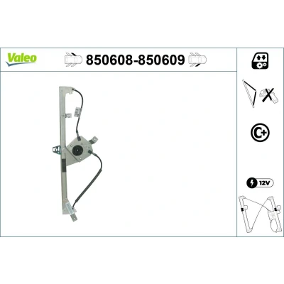 Imagem de Valeo Elevador de vidro à frente, lado esquerdo elétrico sem motor com função conforto 850608 RENAULT: SCENIC 2, GRAND 2
