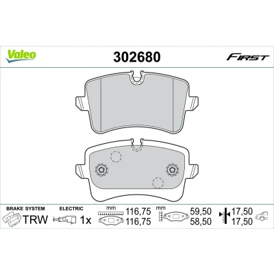 Imagem de VALEO 302680 Jogo de pastilhas para travão disco Eixo traseiro incl. contacto aviso desgaste com chapa anti ruído AUDI: A6 C7 Avant