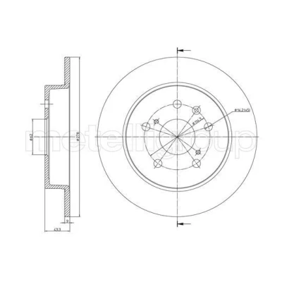 Imagem de METELLI Disco de travão 278,0mm 9,0mm 5 62,0mm cheio pintado 23 1398C 71750932,71768089,5561155L00,5561155L01,5561180J01 Discos