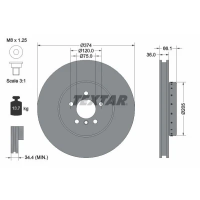 Imagem de TEXTAR PRO+ 92266125 Disco de travão BMW: 5 Sedan, Touring, 7