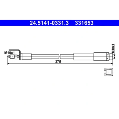 Imagem de ATE 24.5141 0331.3 Mangueira de Travão 375 M10x1