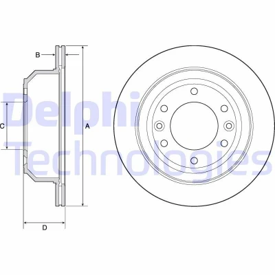 Imagem de DELPHI BG4692C Disco de travão 324 18 6 ventilado revestido não tratado sem o rolamento da roda, anel sensor do ABS