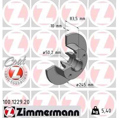 Imagem de ZIMMERMANN Disco de travão AUDI: A4 B5 Avant, Sedan COAT Z 245mm 10mm 5/5 5furos 112mm cheio revestido 100.1229.20 8D0615601B Discos