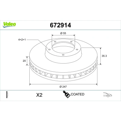 Imagem de VALEO Disco de travão CITROËN: C1 I, II, PEUGEOT: 107 Hatchback, 108 TOYOTA: Aygo, Aygo 672914 1613819880,1618862380,1630633180,4246J0