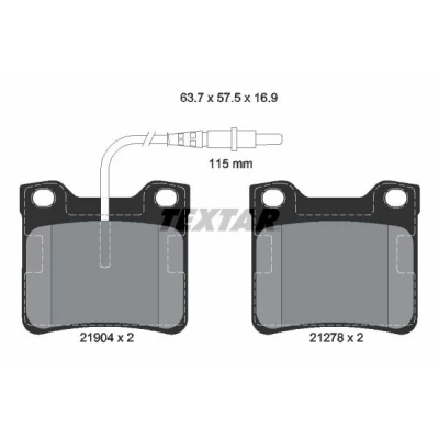 Imagem de TEXTAR 2190403 Jogo de pastilhas para travão disco com contacto avisador desgaste integrado MERCEDES BENZ: Vito Minibus, Van, Classe V