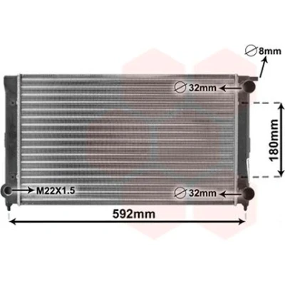 Imagem de VAN WEZEL 58002045 Radiador, arrefecimento do motor Alumínio 525 322 34 Aletas de refrigeração unidas mecanicamente VOLKSWAGEN: GOLF 2, 1