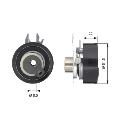 Imagem de GATES FleetRunner Micro V Stretch Fit T43061 Rolo tensor, correia dentada VOLKSWAGEN: Golf 4, Polo III Hatchback, SEAT: Ibiza 2, 3