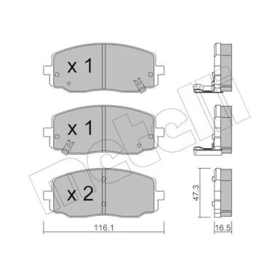 Imagem de METELLI 22 0629 0 Jogo de pastilhas para travão disco com avisador sonoro desgaste KIA: Picanto I, HYUNDAI: i10 I
