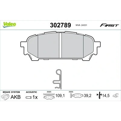 Imagem de VALEO 302789 Jogo de pastilhas para travão disco Eixo traseiro excl. contacto aviso desgaste sem parafusos, chapa anti ruído