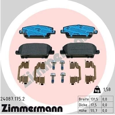Imagem de ZIMMERMANN 24087.175.2 Jogo de pastilhas para travão disco HONDA: CIVIC 8 Hatchback