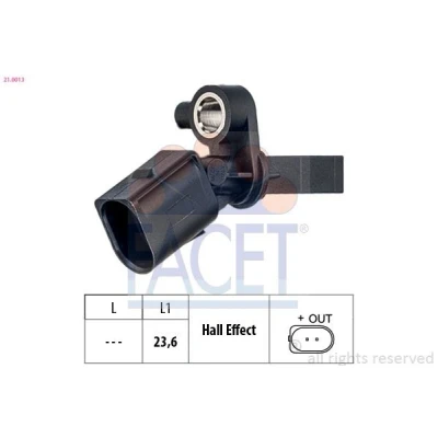 Imagem de FACET 21.0013 Sensor de ABS Made in Italy OE Equivalent SEAT: Ibiza 4, 4 Sportcoupe, ST, VOLKSWAGEN: Polo V Hatchback, IV Sedan