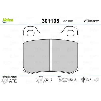 Imagem de VALEO 301105 Jogo de pastilhas para travão disco FIRST Eixo traseiro excl. contacto aviso desgaste sem chapa anti ruído MERCEDES BENZ: 190