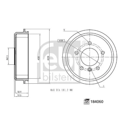 Imagem de FEBI BILSTEIN 184060 Tambor de Travão Eixo traseiro 220 MERCEDES BENZ: Classe A