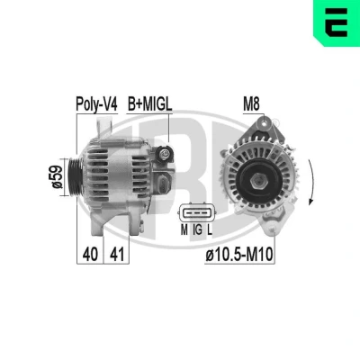 Imagem de ERA 209371A Alternador 14V 90A TOYOTA: Yaris I Hatchback, II Hatchback