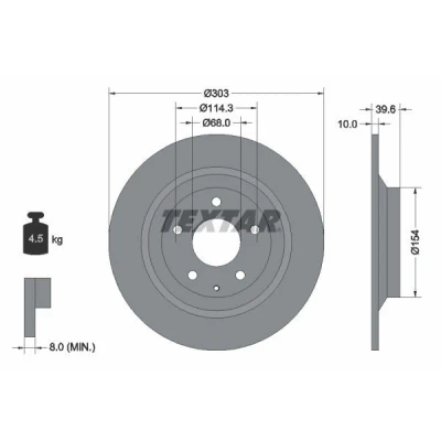 Imagem de TEXTAR PRO 92242703 Disco de travão 303 10 05/06 114,3 cheio revestido sem pernos fixação da roda, cubo roda MAZDA: CX 5 II, I