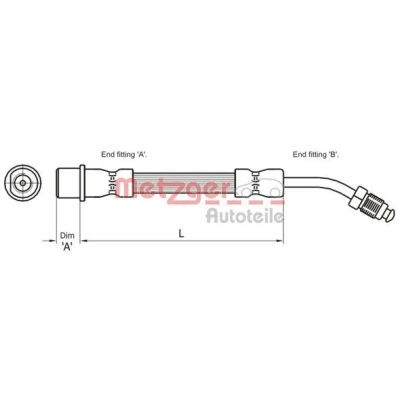 Imagem de METZGER 4111109 Mangueira de Travão 580 F10 x 1 PEUGEOT: 407 SW