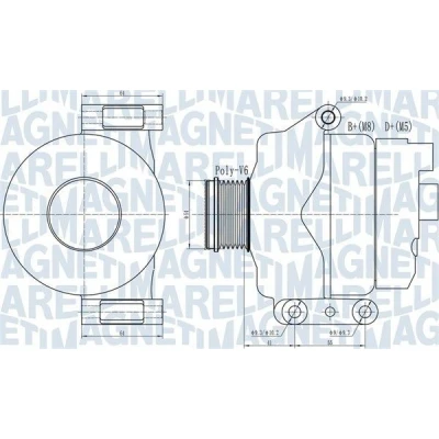 Imagem de MAGNETI MARELLI 063732132010 Alternador 14V 120A FIAT: Grande Punto Hatchback, III Evo PEUGEOT: Bipper Tepee