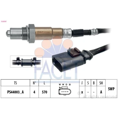 Imagem de FACET 10.8347 Sonda lambda com material de fixação Made in Italy OE Equivalent aquecimento, plana, Rosca pré lubrificada 4